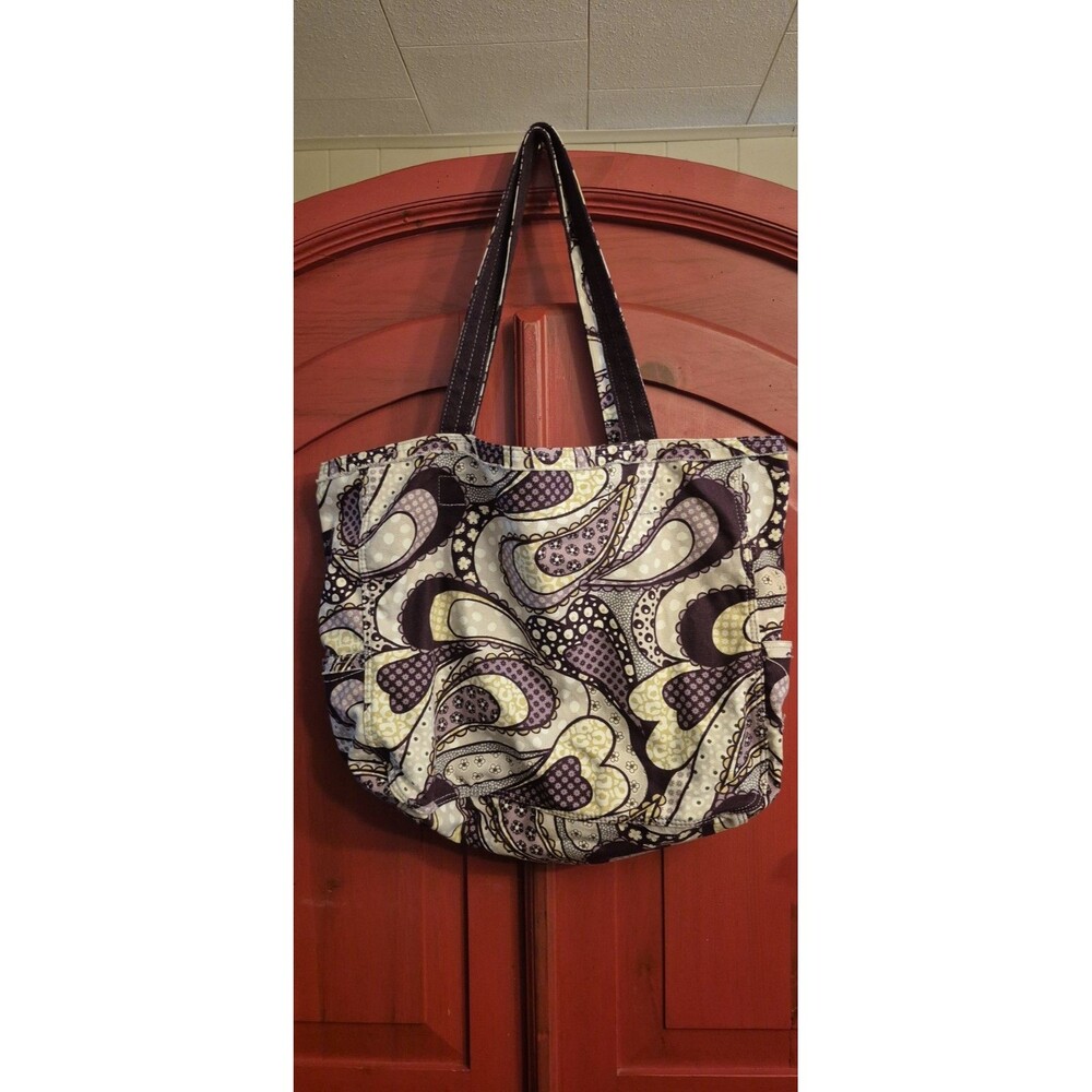 Thirty-One Retro Metro Purple Paisley Shoulder Bag Canvas Tote Bag Carried Once